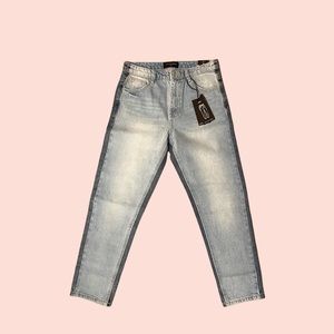 Denim Reserved two tone mom jeans.